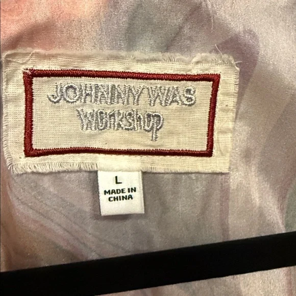 Johnny Was Pink and Purple Marble-Print Short Sleeve Button Down Top 100% SILK - Picture 2 of 5